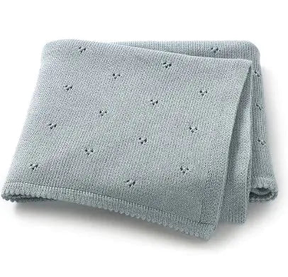Cotton Knit Swiss Dot Baby Blanket
