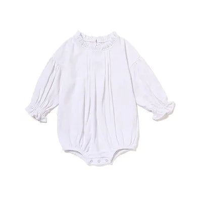 Cotton-Linen Bubble Romper for Baby Girls