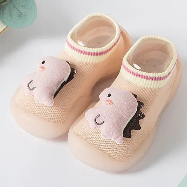 Baby & Toddler Socks with Rubber Soles and Adorned Upper