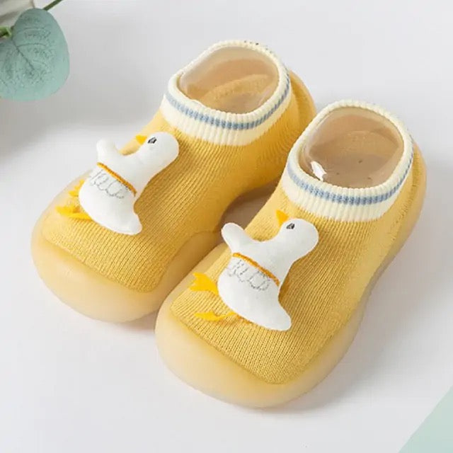 Baby & Toddler Socks with Rubber Soles and Adorned Upper