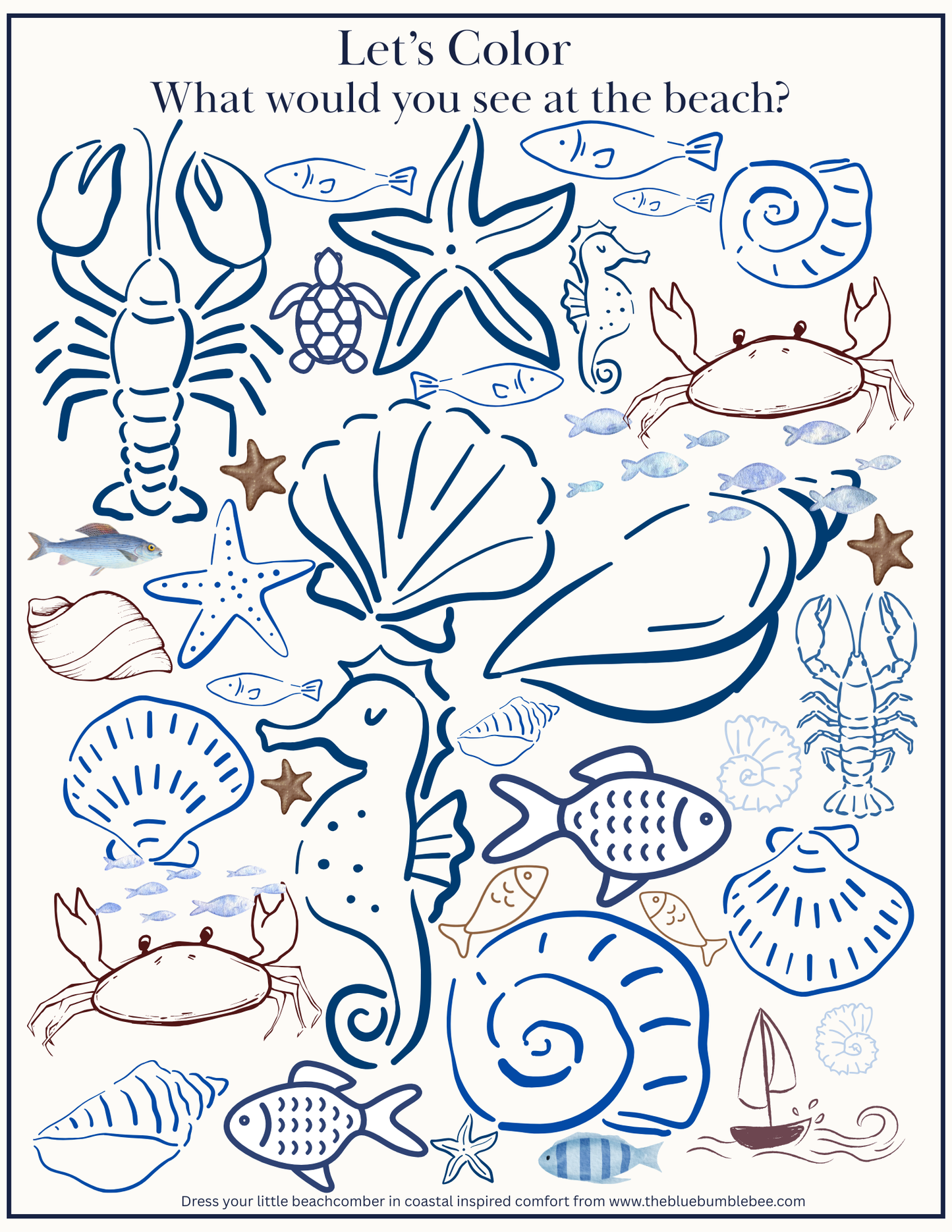 Let's Color – What Would You See on the Beach? Printable Activity Sheet
