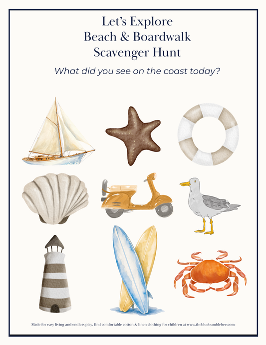 Let's Explore – Beach & Boardwalk Scavenger Hunt Printable Activity Sheet