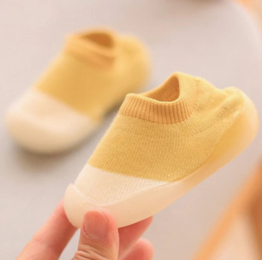 Baby & Toddler Low Cut Sock with Rubber Sole in Duckling Yellow