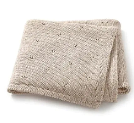 Cotton Knit Swiss Dot Baby Blanket