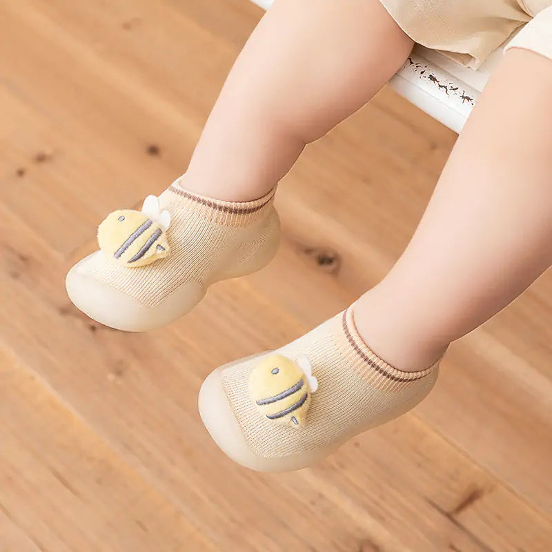 Baby & Toddler Socks with Rubber Soles and Adorned Upper